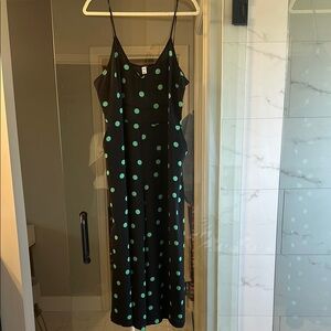 BP Black and Green Spaghetti Strap Slip Jumpsuit